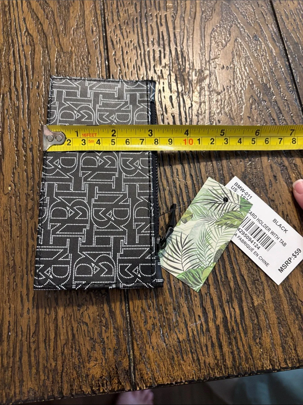 Badgley Mischka Black Logo Print Zip & Snap card holder